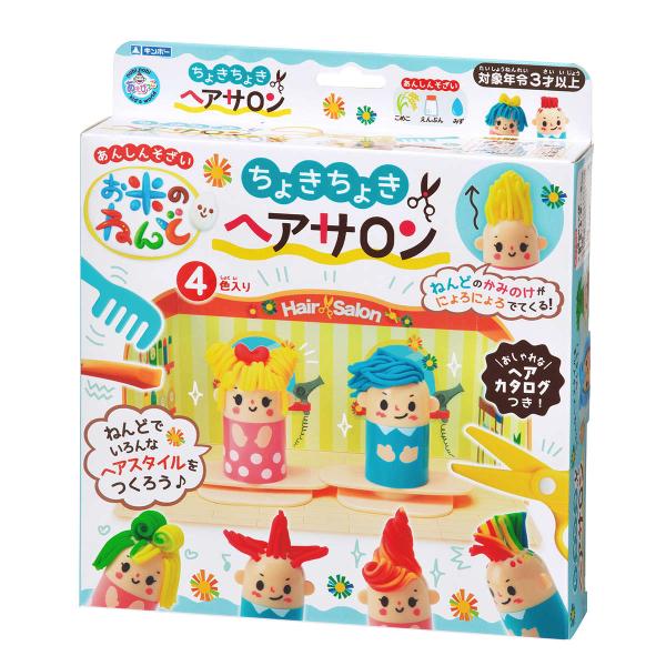 サイズ/パッケージサイズ：約幅22×奥行5.1×高さ25cm内容量/1個お米のねんど：4色（赤・黄・青・緑 各30g）、人形：2体、くし：1本、バリカン：1個、はさみ：一丁、お店：1枚、ヘアカタログ：1冊材質/米粘土：米粉、水、塩分、食用顔...