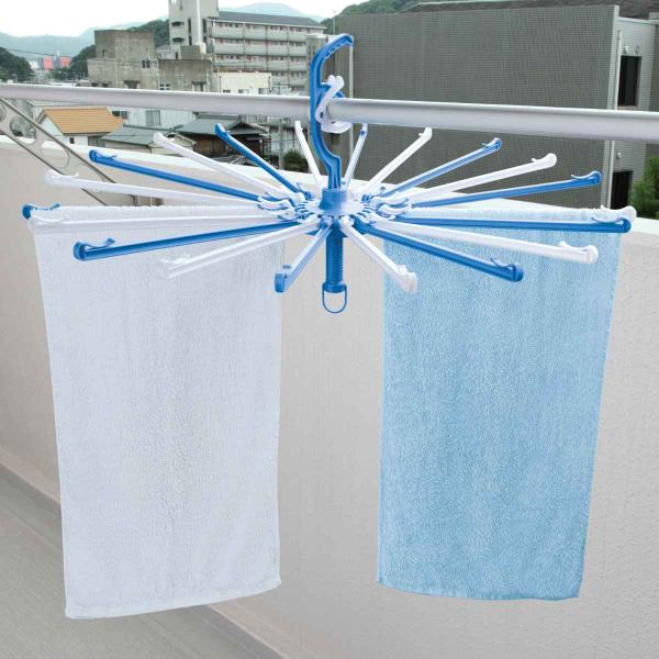 サイズ/約高さ33cm直径：約83.5cm重量/約512g内容量/1個材質/ポリプロピレン生産国/ベトナム製●フック部分が通常よりも短いタイプのショートフックパラソルハンガーです。●33cm幅のタオルをまっすぐに干せるアーム20本掛けです。...