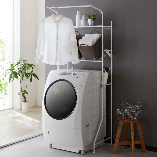 ホワイト ランドリーラック 収納バスケット付き colorfulbox_417092