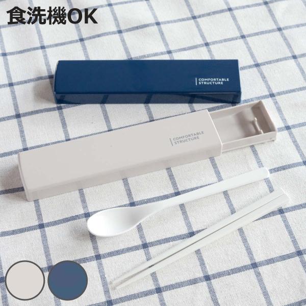 サイズ/約幅19.1×奥行4.8×高さ1.8cmお箸・スプーン：約長さ18cm内容量/1個（お箸・スプーン・ケース）材質/本体・スプーン：ABS樹脂蓋：AS樹脂お箸：メタクリル樹脂シリコーンパーツ：シリコーンゴム種類/グレー、ネイビー生産国...