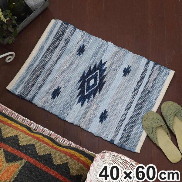 玄関マット 40×60cm 室内 ネイティブ （ 玄関 マット 室内用 デニム インド綿 エントランスマット おしゃれ ）