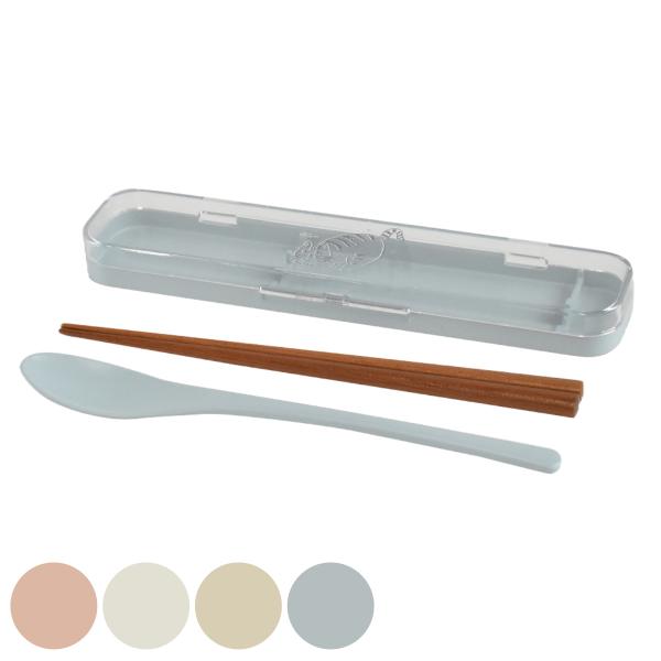 サイズ/約幅19.5×奥行4.5×高さ2cm箸・スプーン：約18cm内容量/1個（ケース、箸、スプーン）材質/箸箱本体：ABS樹脂蓋：AS樹脂スプーン：耐熱ABS樹脂箸：天然木（ポリエステル塗装）種類/ピンク、アイボリー、グレージュ、ブルー...