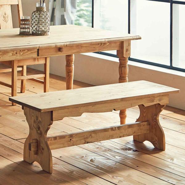 サイズ/約幅120×奥行36×高さ42cm重量/約9kg内容量/1台材質/天然木（パイン材）オイル塗装座面耐荷重/150kg組立状態/お客様組立品梱包サイズ/幅38×奥行131×高さ16cmお届け梱包数/1個口●カントリースタイルが作れるベ...