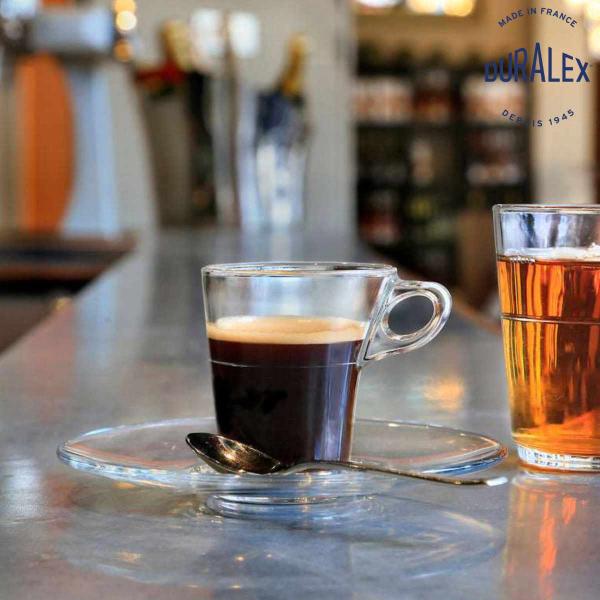 サイズ/約高さ6.8cm直径：約6.2cm容量/約90ml内容量/1個材質/強化ガラス生産国/フランス製耐熱温度/120度食器洗い乾燥機/使用可能電子レンジ/使用可能●スタイリッシュなデザインのコーヒーカップです。●2個までスタッキング可能...