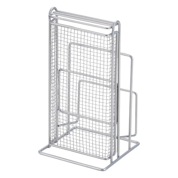 サイズ/約幅12×奥行11.5×高さ22.5cm重量/約308g内容量/1個材質/鉄（エポキシ樹脂塗装）生産国/中国製●包丁とまな板を一緒に収納できるスタンドです。●厚さが異なるまな板が2枚、包丁が2本立てられます。●包丁とまな板をまとめて...