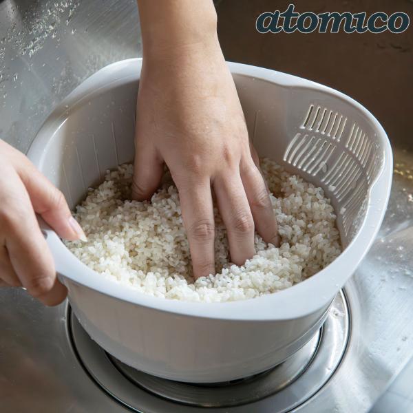 サイズ/約高さ11.5cm直径：約24.4cm重量/約110g容量/約1.2L内容量/1個材質/ポリプロピレン生産国/日本製●ボウル底面の穴から水が抜けるので、研ぎ汁を捨てる手間が省けて便利です。●お米を研ぎやすい深型設計です。●最大6合ま...