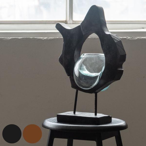 東谷 オブジェ 天然木 ガラス （ ガラスオブジェ 置物 インテリア 雑貨