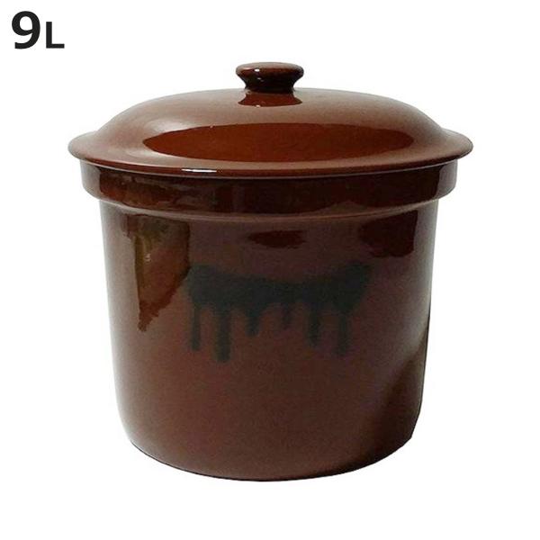 新品　イカイ　中国製　切立型　漬物容器 壺　カメ　8号　1個 漬物容器 切立かめ 5号 9L 蓋付き 陶器 （ 漬物樽 つけもの容器