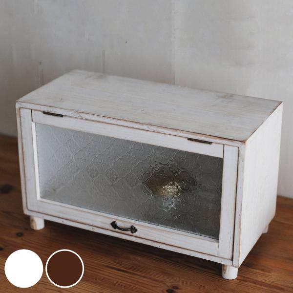 サイズ/約幅38×奥行19×高さ22.5cm内容量/1台材質/ウッド、アイアン、ガラス種類/ホワイト、ブラウン生産国/中国製●木のナチュラルな素材感とアンティークな風合いが感じられるスパイスラックです。●レトロ感のある花柄ガラスがアクセント...