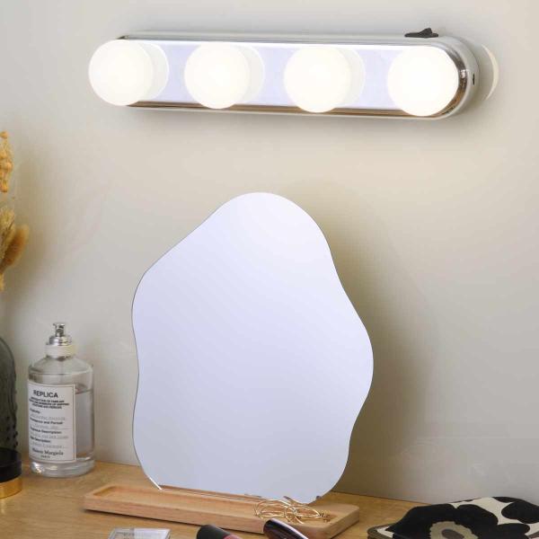 サイズ/約幅30.4×奥行6×高さ6.8cm重量/約190g内容量/1個材質/ABS、リチウムイオン電池内蔵生産国/中国製●スタイリッシュなデザインの吸盤つきLEDライトです。●自宅のミラーに取り付ければ、簡単にハリウッドミラーに変えられま...