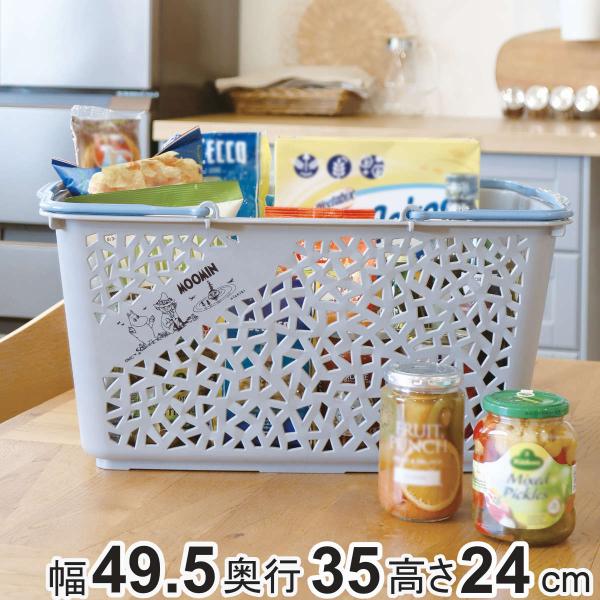 サイズ/外寸：約幅49.5×奥行35×高さ24cm内寸：約幅46.5×奥行32×高さ23cm重量/約885g容量/約31L内容量/1個材質/ポリプロピレン（PP）生産国/日本製●ムーミンデザインがかわいい、買い物に便利なバスケットです。●網...