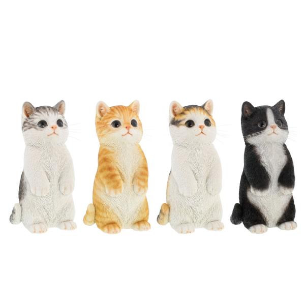 サイズ/約幅9.2×奥行8.7×高さ17.3cm重量/約250g内容量/1個材質/ポリレジン種類/サバ白、ハチワレ、ミケ、茶トラ白生産国/中国製●立っちした姿がかわいいネコのガーデンオーナメントです。●お庭やお部屋のオブジェにおすすめです。...