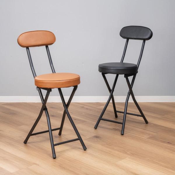 サイズ/約幅30×奥行45.5×高さ76cm座面高：約50cm重量/約2.5kg内容量/1脚材質/構造部材：金属（鋼）表面加工：エポキシ樹脂塗装張り材：合成皮革（PU）クッション材：ウレタンフォーム種類/ブラック、ブラウン生産国/中国製組立...