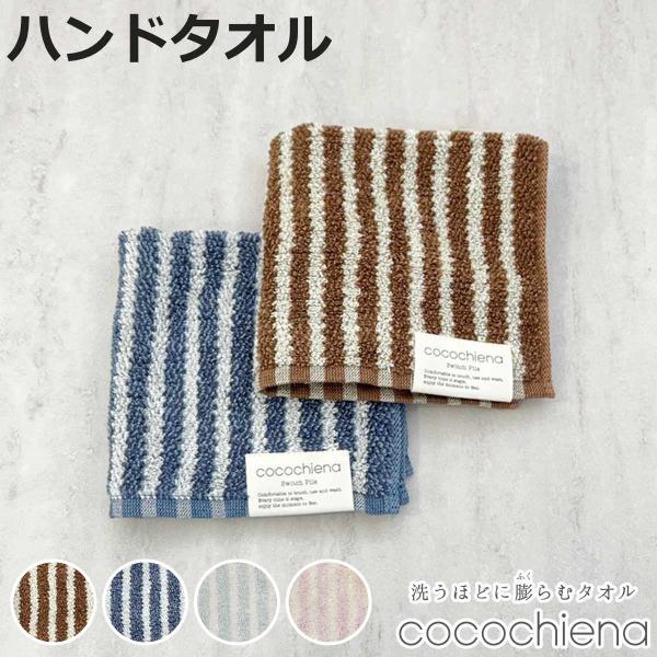 タオル ココチエナ ライン ウォッシュタオル 34×35cm （ ハンドタオル たおる ハンカチ 手拭き 綿100％ 吸水 抗菌 防臭 cocochiena ）