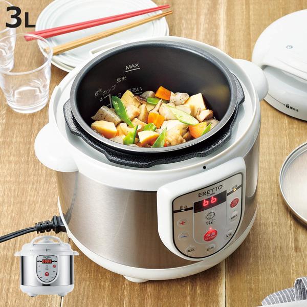 ERETTO mono 電気圧力鍋 3L 美品 タマハシ 電気圧力鍋 3L ERETTO mono レシピ付き （ 圧力鍋 圧力
