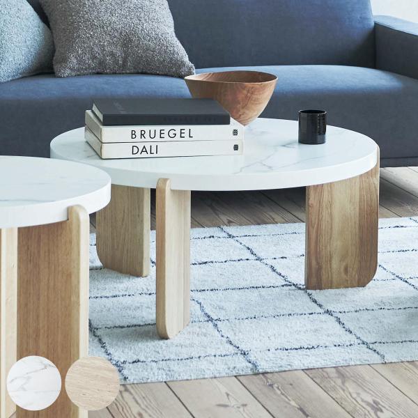 サイズ/約幅83×奥行83×高さ38cm天板サイズ：直径80cm重量/約12.2kg内容量/1台材質/合成樹脂化粧繊維板天然木(ラバーウッド)ラッカー塗装種類/ホワイト、ベージュ生産国/中国製耐荷重/【静的耐荷重】約20kg組立状態/お客様...