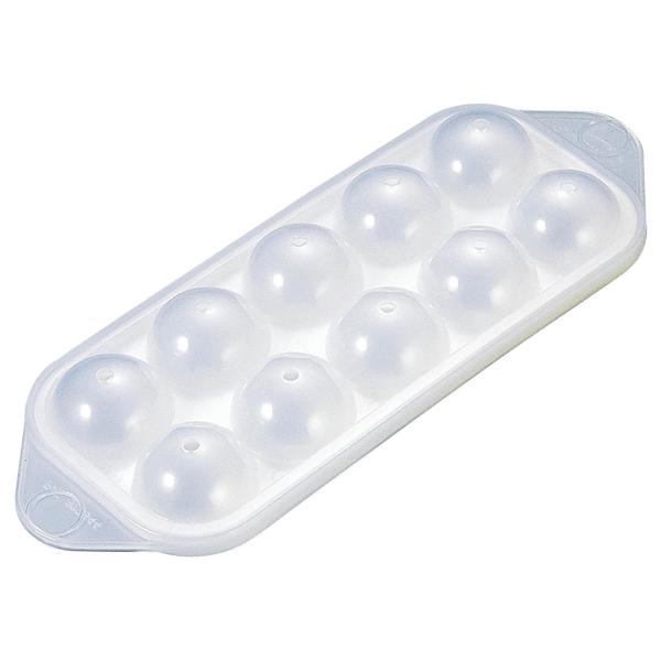 サイズ/約幅23.3×奥行8.5×高さ3.7cm氷出来上りサイズ：約直径3.4cm重量/約88g容量/約200ml内容量/本体×1、受皿×1材質/本体：ポリエチレン受皿：ポリプロピレン生産国/日本製パーツ別耐熱温度/本体：80度受皿：120...