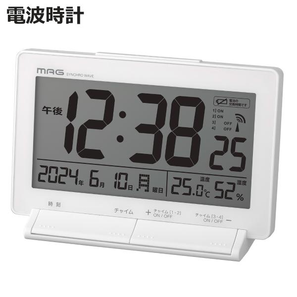 ノア精密 目覚まし時計 タイムチャイム 電波時計 デジタル時計