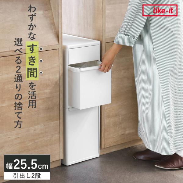 吉川国工業所 特典付き ゴミ箱 45L 2段 幅25.5cm 隙間で使える