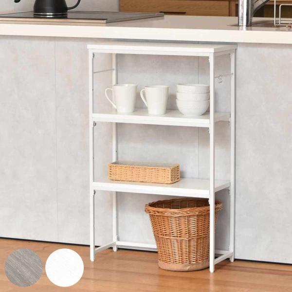 サイズ/約幅50×奥行21×高さ80cm重量/約5.3kg内容量/1台付属品：可動棚2枚材質/天板：中質繊維板（メラミン貼り）脚：スチールパイプ（粉体塗装）フック：スチール種類/グレー、ホワイトアジャスター/付き耐荷重/フック：0.3kg天...