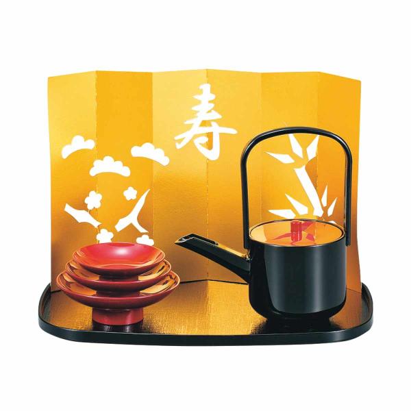 屠蘇器 コンパクト屠蘇器セット 寿 （ 日本製 酒 とそき おとそ 銚子 盃 お盆 ）