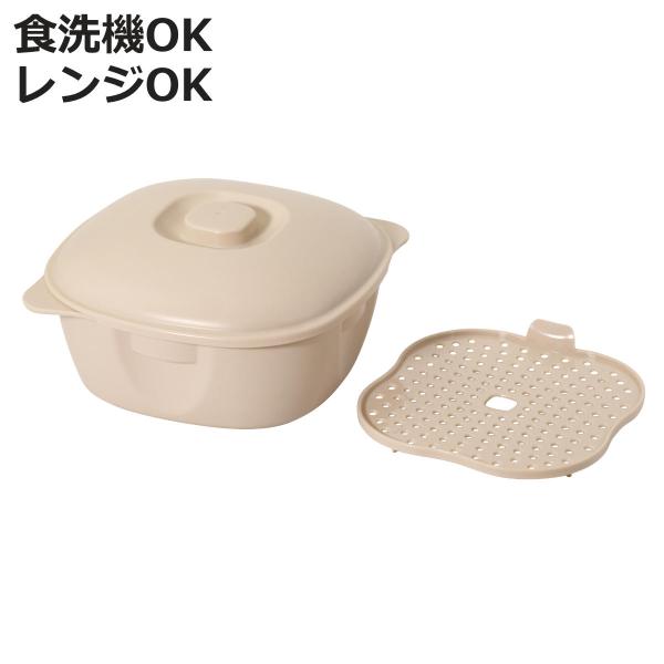 サイズ/約幅18.5×奥行18.5×高さ10cm容量/約1.4L内容量/1個（本体、ふた、蒸し皿）材質/ポリプロピレン生産国/日本製耐熱温度/140度耐冷温度/‐20度食器洗い乾燥機/使用可能電子レンジ/使用可能●1人分のインスタントラーメ...