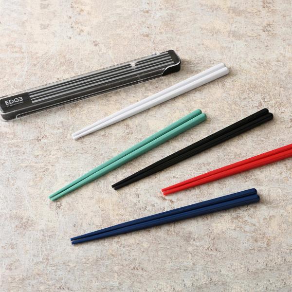 サイズ/約幅22.6×奥行2.9×高さ1.5cmお箸：約21cm内容量/1個（お箸、箸箱）材質/箸：AS樹脂ケース蓋：スチロール樹脂ケース本体：ポリプロピレン種類/レッド、グリーン、ブルー、ブラック、ホワイト生産国/日本製パーツ別耐熱温度/...