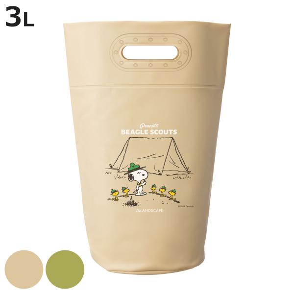 サイズ/約横26×縦33cm底マチ：約16cm容量/約3L内容量/1個材質/非フタル酸系塩化ビニル樹脂種類/ベージュ、カーキ生産国/中国製耐冷温度/-10度●普段使いから非常時の備えにも最適な防水バケツバッグです。●スヌーピーのかわいいデザ...