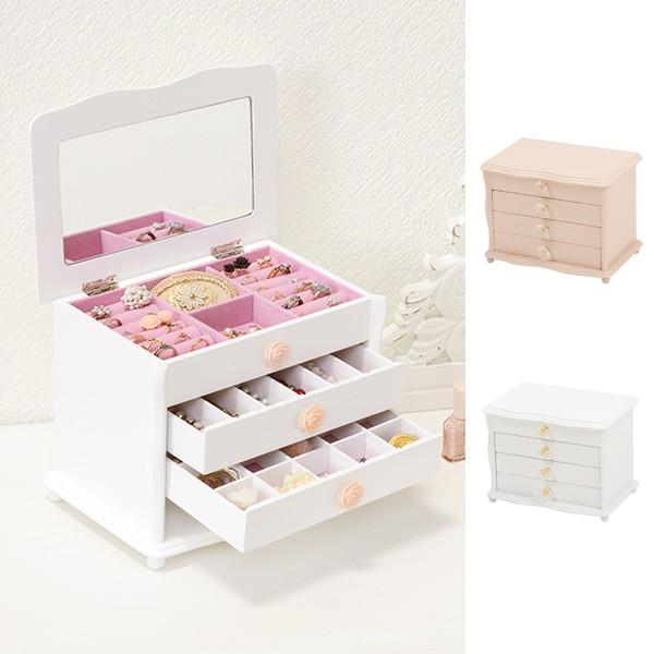 HAGiHARA（萩原） ジュエリーボックス 4段 ミラー付 クリア取っ手 幅