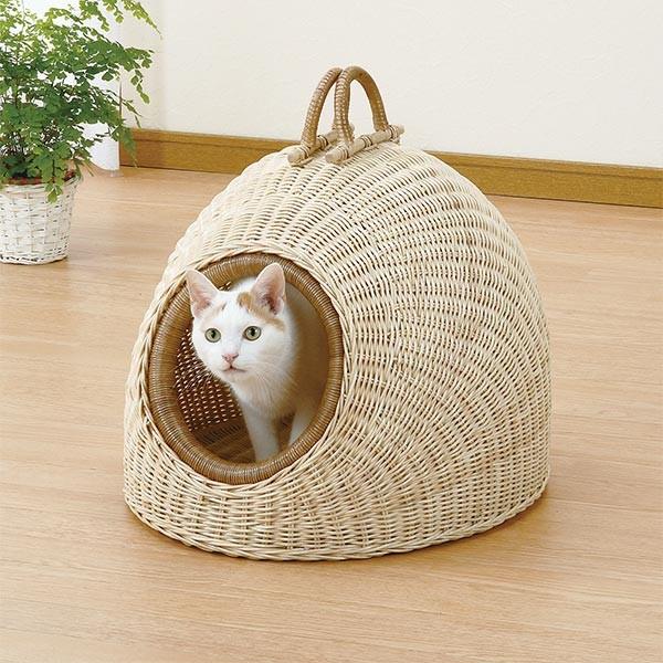 ペットハウス ラタン 猫ちぐら 籐家具 幅  ペット ベッド 猫 犬