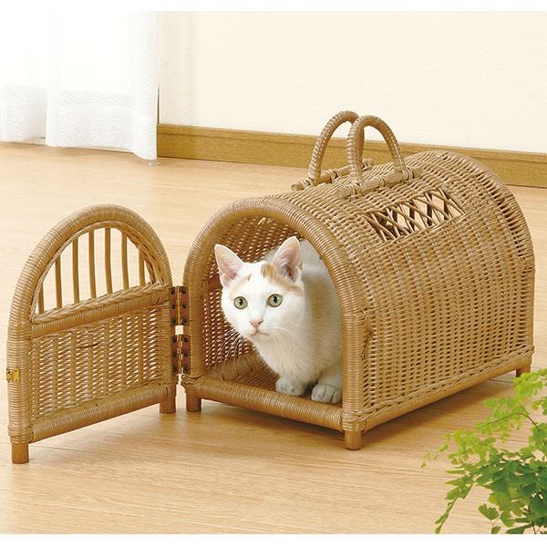 ラタン キャリーバスケット 籐 ペットハウス 幅40cm : お弁当グッズの