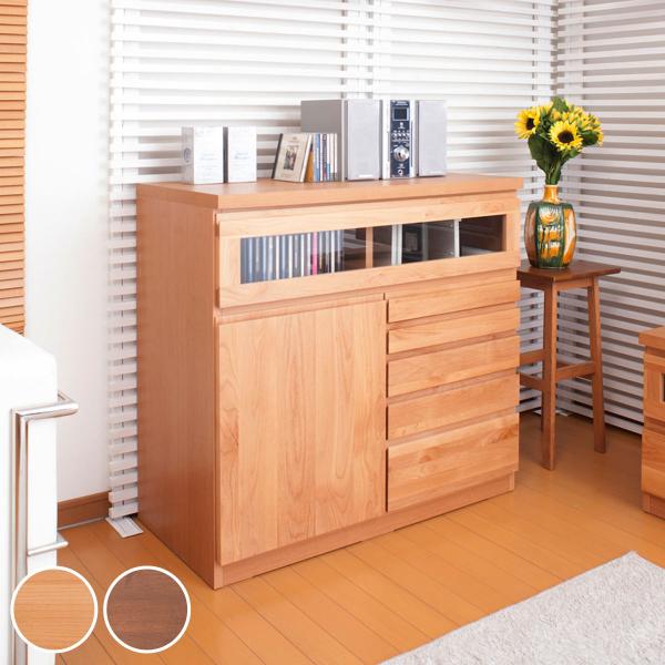 サイズ/約幅90×奥行45×高さ86cm重量/約35kg内容量/1台付属品：可動棚2枚材質/前板：天然木アルダー材（ウレタン樹脂塗装）天板：強化プリント紙化粧繊維板その他：プリント紙化粧繊維板種類/ダークブラウン、ナチュラル生産国/日本製天...