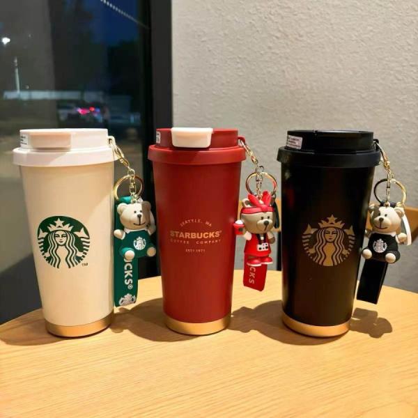 2026新発売 スターバ タンブラー 水筒 キーホルダー付き ステンレスカップ コップ ストロー スタバ 保温 保冷 おしゃれ 海外 新品 大容量 473ml