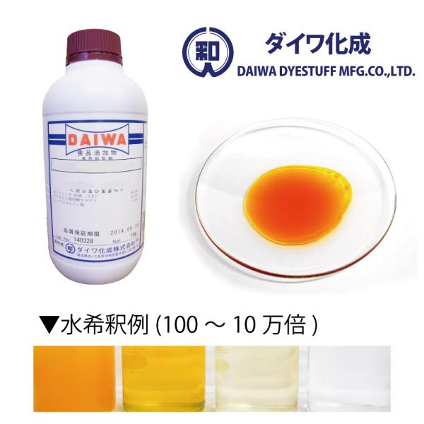 ウコン色素「クルクミンGS」 （水溶性・液状） 1kg / ダイワ化成製の天然食紅（天然由来の食用色素）