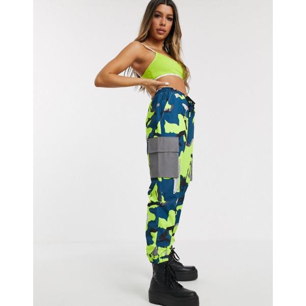 ニッチェ スパッツ レギンス レディース Nicce Relaxed Cargo Pants With Reflective Pockets In Bright Camo Co Ord エイソス Asos イエロー 黄 Www Npattorney Com