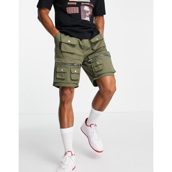 人気ショップ ショーツ ショート 短パン ハーフパンツ デニム メニス ハーフ インポート 人気 新作 日本未入荷 カーキ 並行輸入品 ブランド クレジットカードok イギリス Asos エイソス Pockets 3d With Khaki In Shorts Cargo Mennace メンズ パンツ ズボン パンツ
