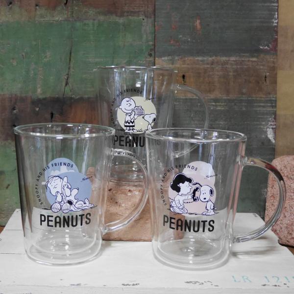 SNOOPY（スヌーピー） ダブルウォールグラスマグ コップ PEANUTS