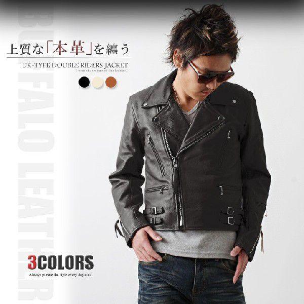 レザー 本革 レザージャケット メンズ 着こなし バッファローレザーダブルライダースジャケット 水牛革 バイクカー Buyee 日本代购平台 产品购物网站大全 Buyee一站式代购 Bot Online