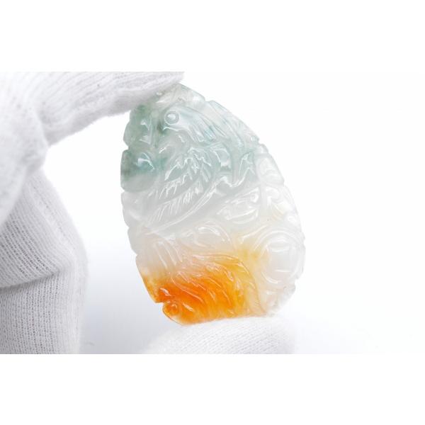 天然翡翠【ジェイダイト】ルース 83.998ct 鳳凰 彫刻 カービング CGL