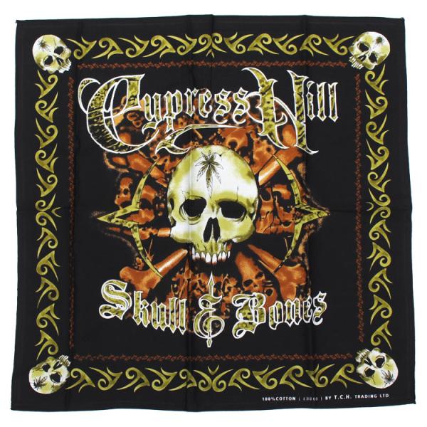 バンダナ ドクロ 大判 ロックバンダナ Cypress Hill サイプレス・ヒル  50×50cm ヒップホップ ヘヴィメタル