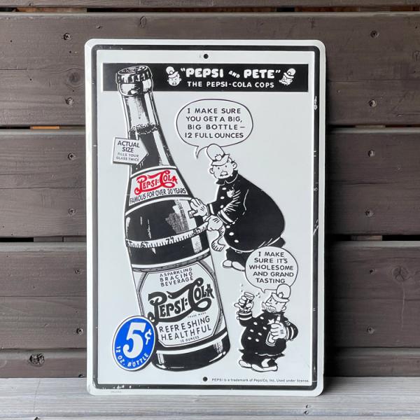 PEPSI（ペプシ） メタルサイン ペプシ「PEPSI and PATE」縦45.5×横35cm 