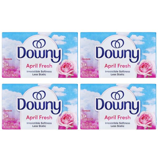 DOWNY ダウニー シート柔軟剤 エイプリルフレッシュの香り 34枚 乾燥機用 柔軟シート 4箱セット 乾燥機用 柔軟シート ア
