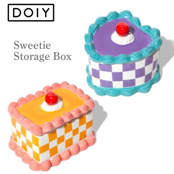 小物入れ DOIY ドーイ スイーティー ストレージボックス レクタングルケーキ ハートケーキ 陶器製 ケーキ型 ジュエリーケース