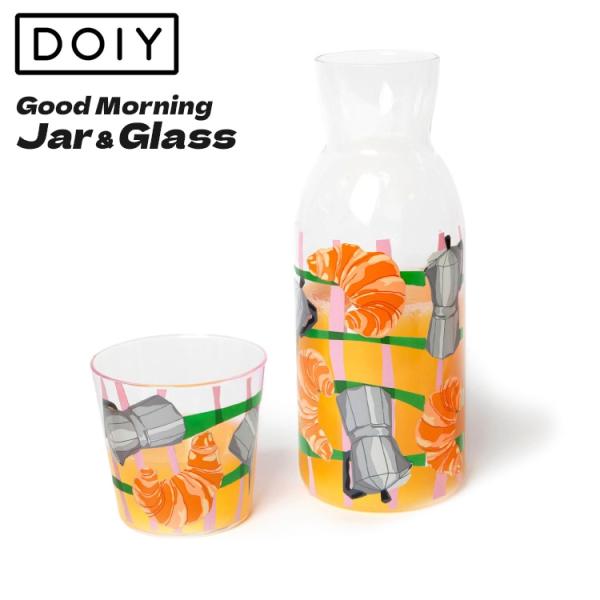 コップ ジャー DOIY ドーイ グッドモーニング ジャー＆グラス ガラス製 キッチン雑貨 食器 レトロ かわいい おしゃれ セッ