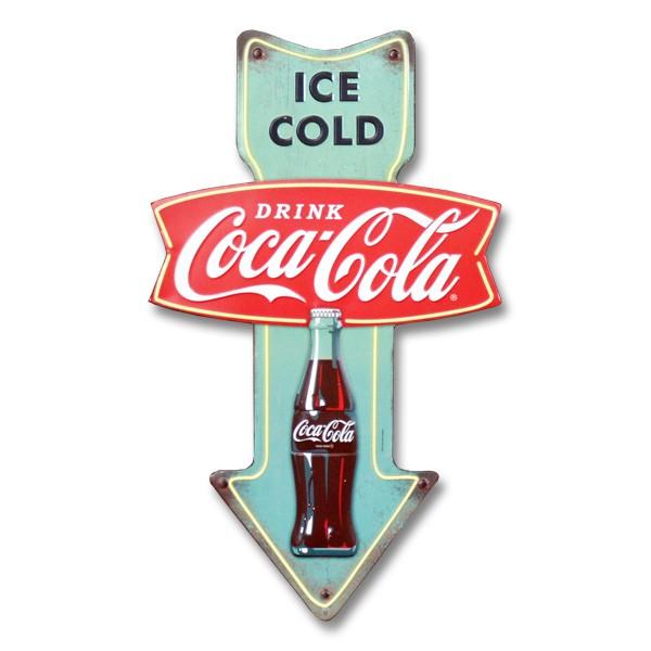 Coca Cola ダイカットメタルサイン 「コカ・コーラ ARROW」横36