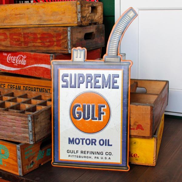 ダイカットメタルサイン Gulf Supreme ガルフ シュプリーム 縦55×横27cm ブリキ看板 インテリア アメリカ雑貨 アメリカン