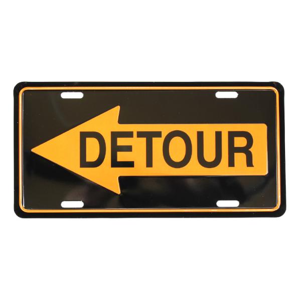 CMプレート DETOUR ← 縦15.3×横30.3cm ナンバープレート型 インテリア 看板 アルミ製 アメリカン雑貨