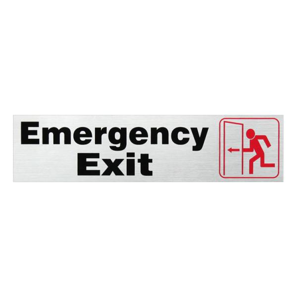 HILLMAN ヒルマン アルミサインステッカー Emergency Exit 非常出口 #848554 縦5.1×横20.3c