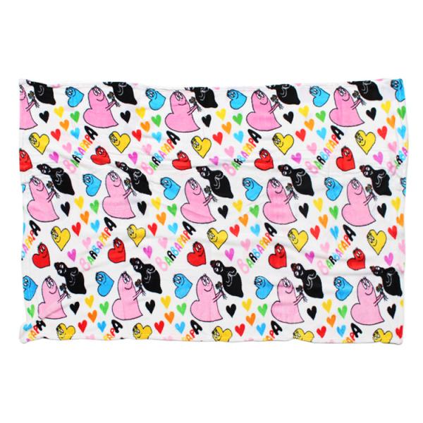 フリースブランケット（L） バーバパパ HEART 100×140cm マイクロファイバー素材 アウトドアブランケット 毛布 ひざ