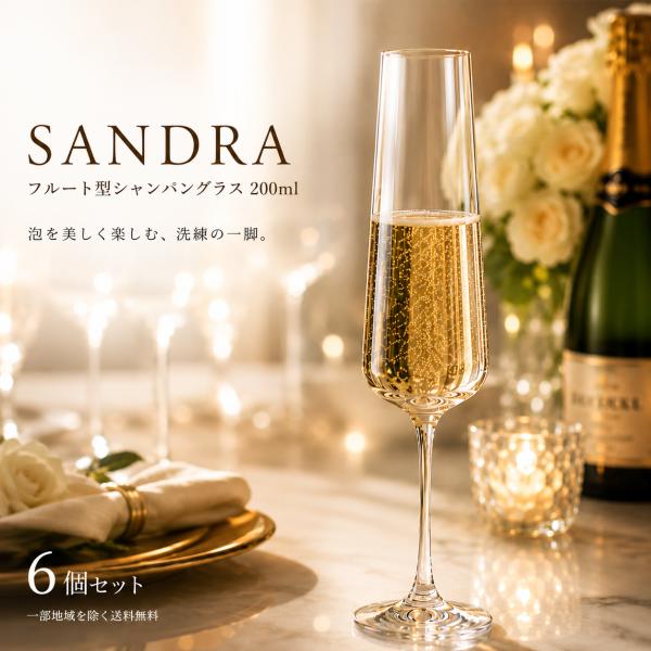 ボヘミアングラス SANDRA シャンパングラス 200ml 6個セット 40728-200-6